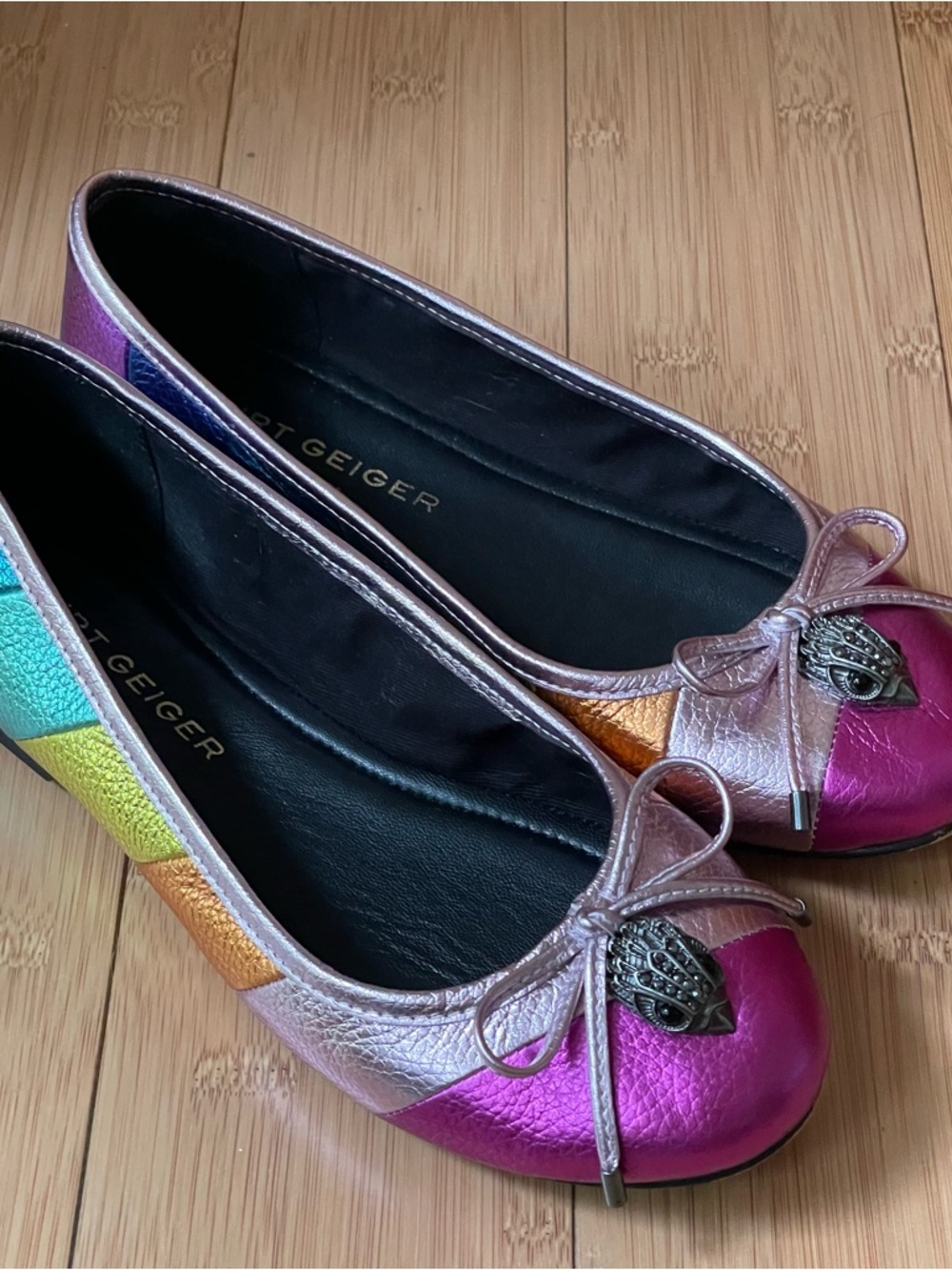 🌈 Kurt Geiger London Eagle Ballet Rainbow Multicolor Flats Sz US 6.5-7 EU 37🌈 - Picture 9 of 15